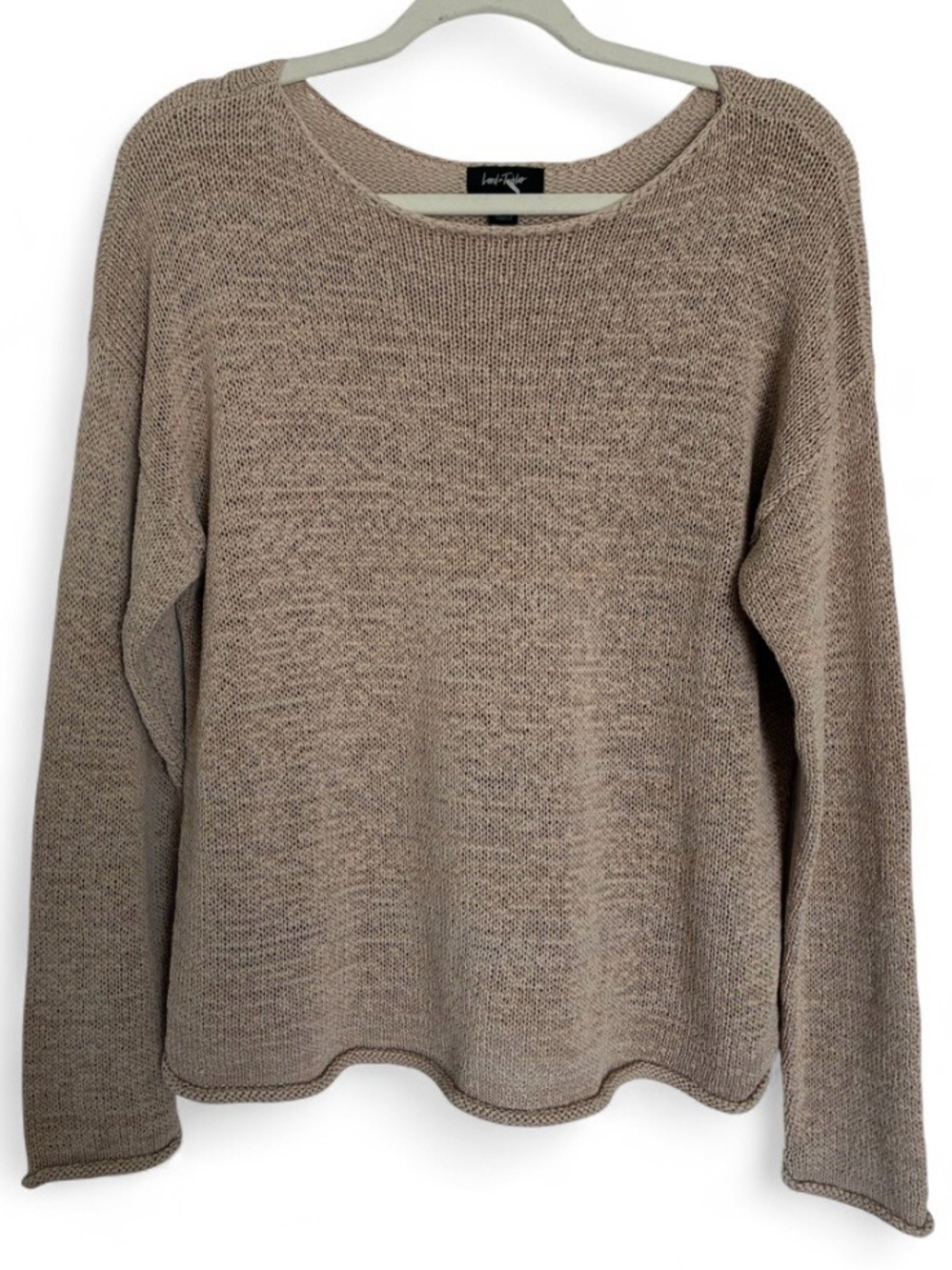 Lord & Taylor Beige/Tan/ Oat Crewneck Knit Sweater Large